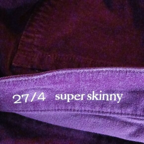 Loft Womens Size 4 Super Skinny Pants Burgundy Stretch Velour Mid Rise - Picture 6 of 7